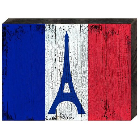 DESIGNOCRACY Flag of France Rustic Wooden Board Wall Decor 85099FR18
